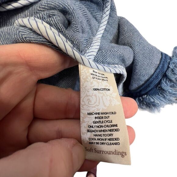 Soft Surroundings Chambray Denim Frayed Edge Longline Jacket xl - Picture 8 of 15